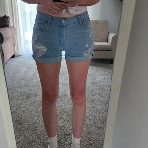 Rolled Denim Shorts